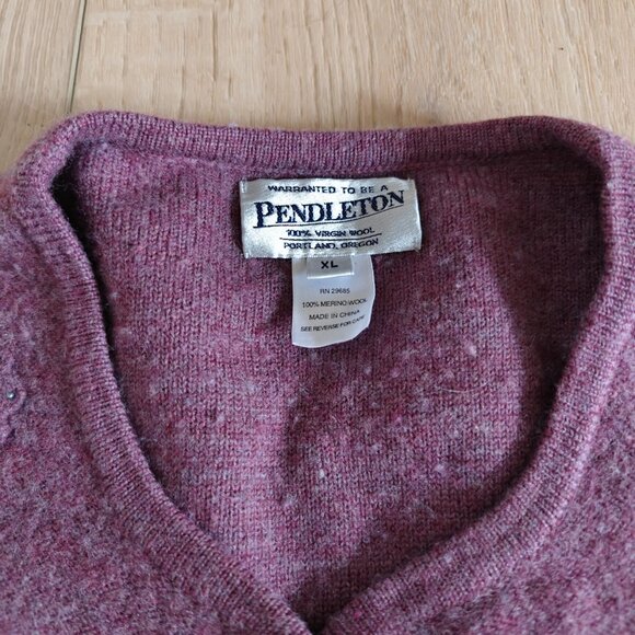 Pendleton Floral Beaded Purple Merino Wool Cardigan XL - Picture 6 of 7